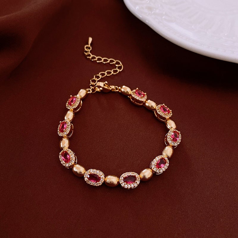Ins Real Gold Electroplating Zircon Bracelet Retro High-End Sense Bracelet Light Luxury Niche Jewelry Women - Image 4